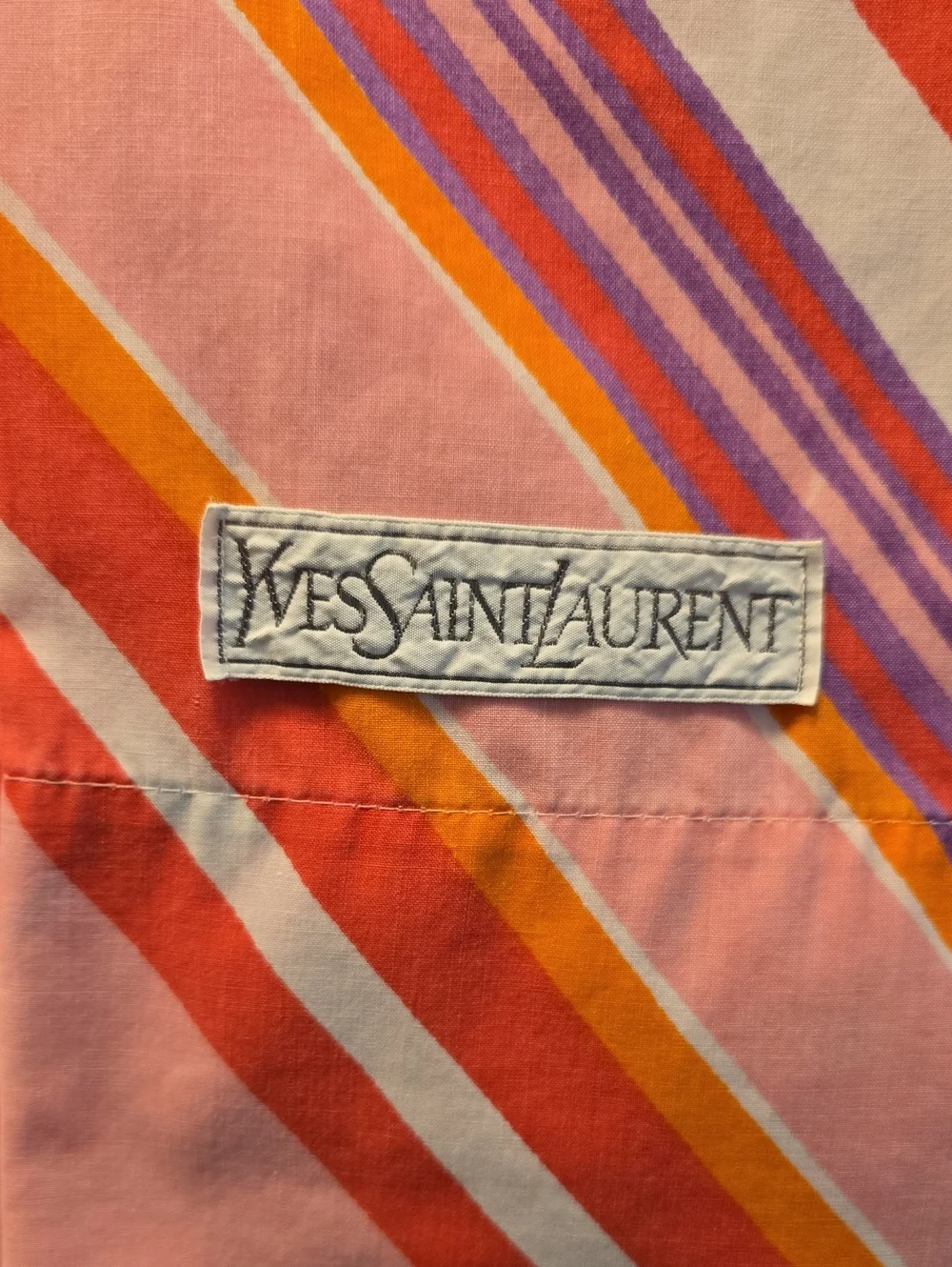 Vintage 1978Yves Saint Laurent Pink, Orange & Red Striped Sheets And Pillowcases